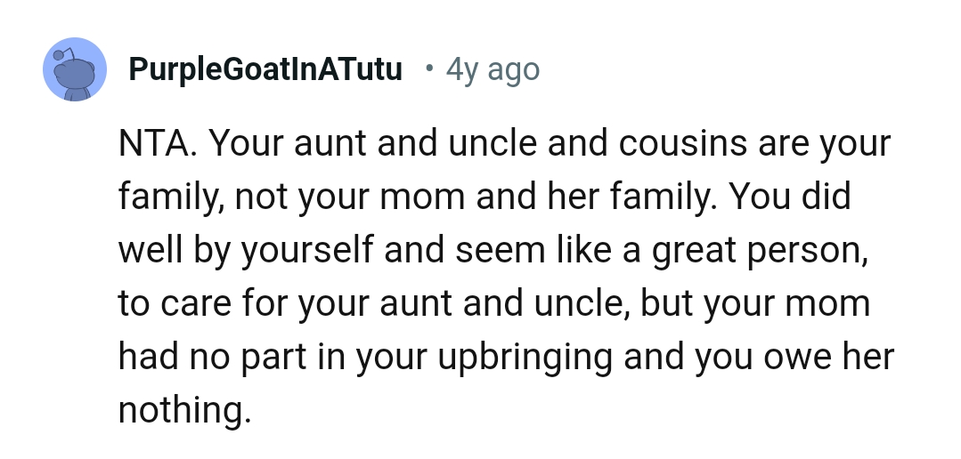 OP's Mom Had No Part in Her Upbringing