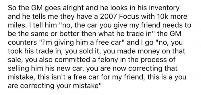 Correcting the mistake is the least the GM could do. The only other option is jail.