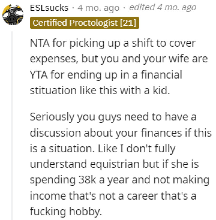 Time to discuss those finances