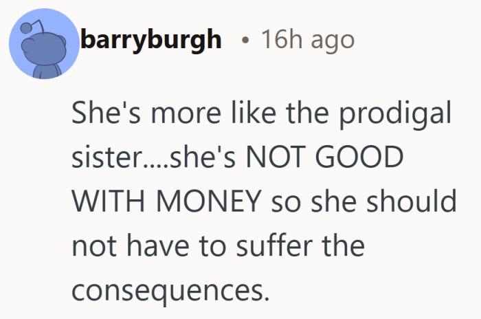 That perspective framed the issue as consequences landing on the wrong sibling.