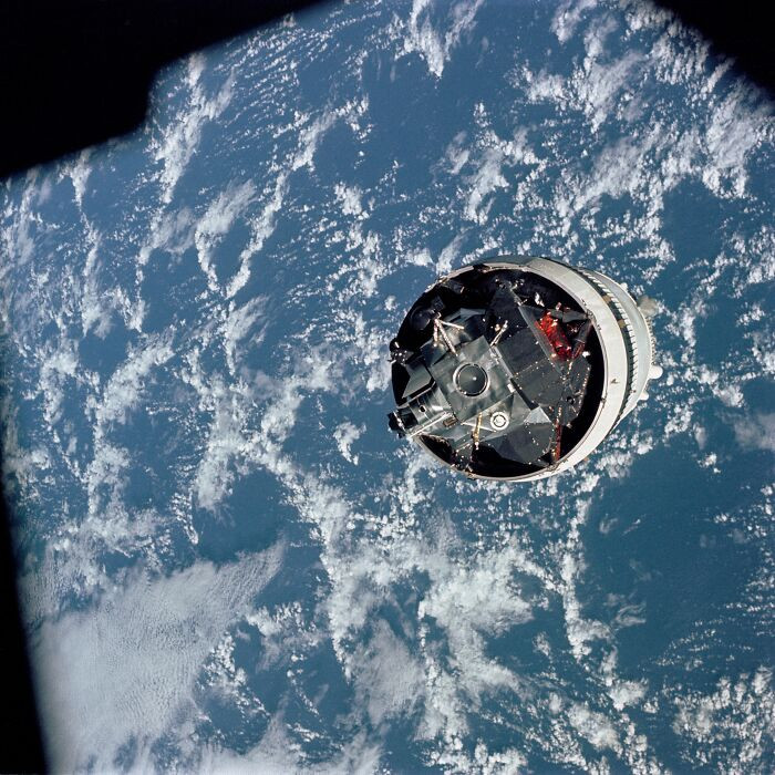 "Top View Of The Lunar Module LM Spacecraft From The Command Module CM"