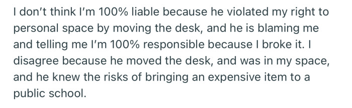 OP Doesn’t Feel They Are Liable Because Their Friend Encroached on Their Personal Space