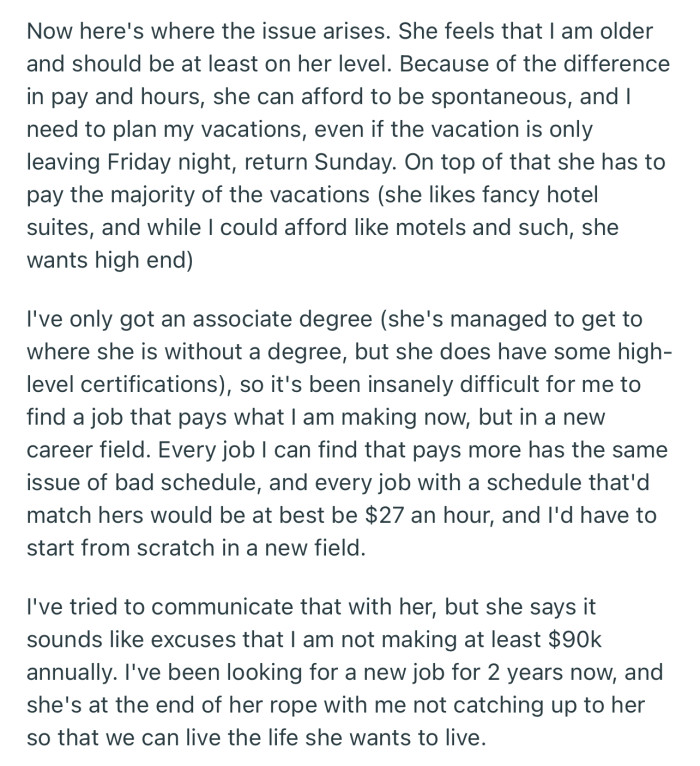 OP’s Wife Makes Almost Double His Income, and She’s Dissatisfied That He’s Not Making Efforts to Be on Her Level