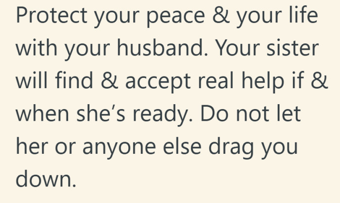 Protecting the life she built with her partner feels just as important as helping her sister.