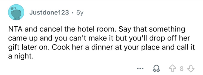 Cancel the hotel room.