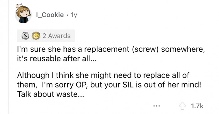 OP's SIL is completely out of her mind.