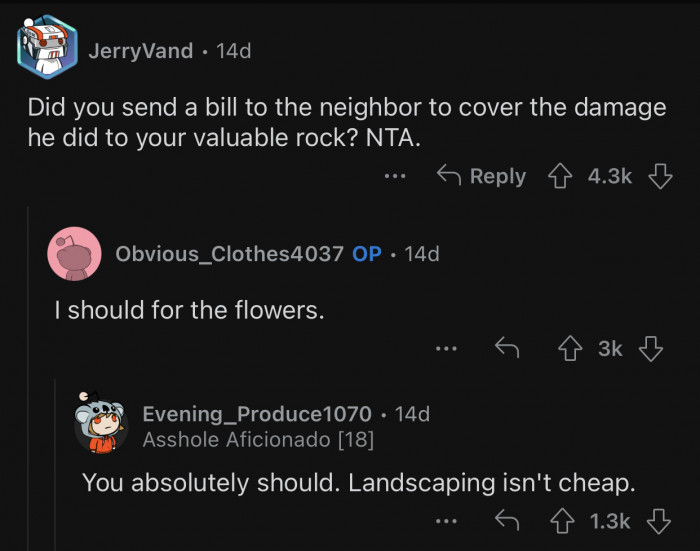 The neighbor should be paying OP for the damage he caused.