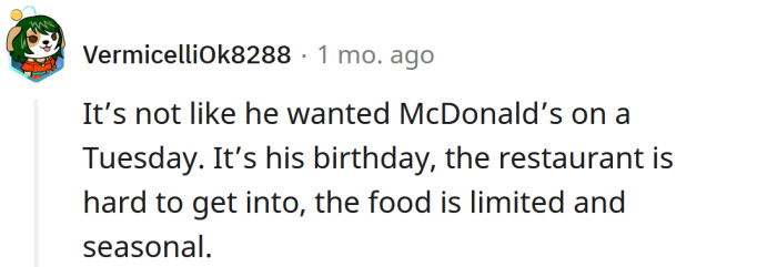 We're not talking about McDonald's here.