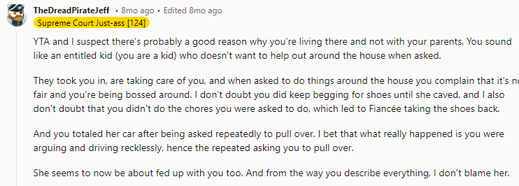 And you totaled her car after being asked repeatedly to pull over