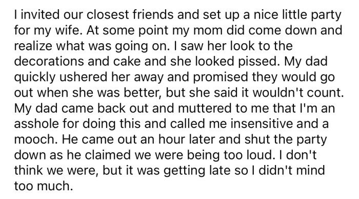 The mom ended up discovering the party and got pissed.