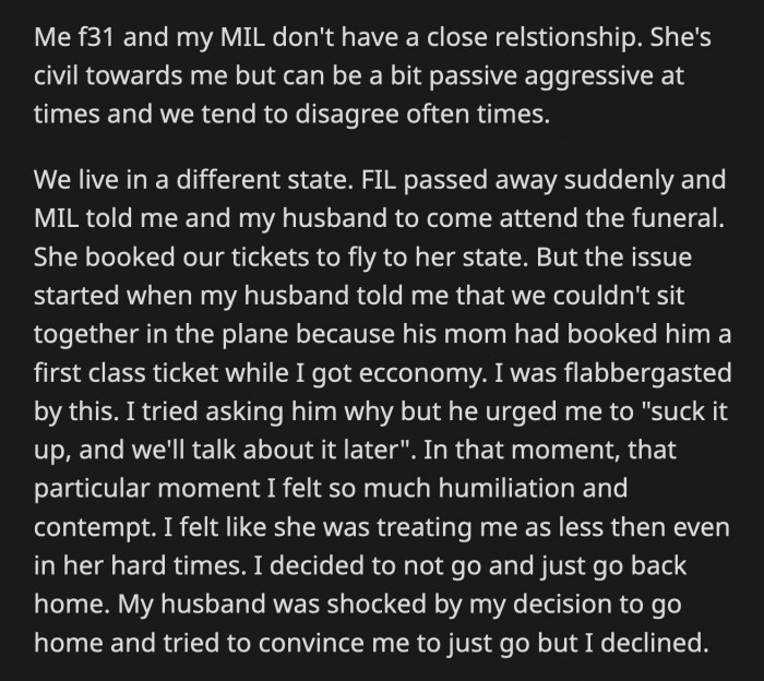 He called and texted her after the funeral, saying OP was petty and spoiled.