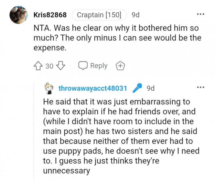 15. He has sisters who have never used puppy pads