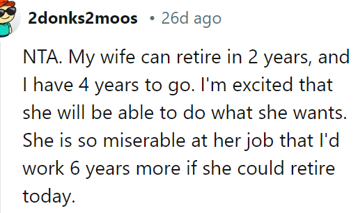 A husband said he would never do that to his wife