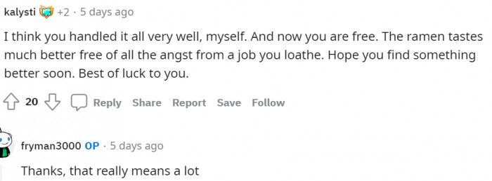 Some comments were actually quite encouraging and had nice things to say about how it was handled.