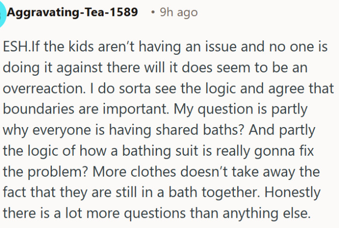 Forcing swimwear in the tub is an overreaction to a non-issue