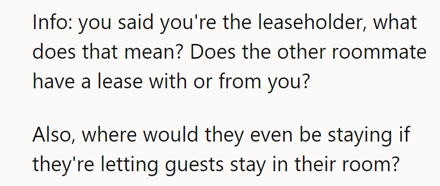 Leaseholder status: captain of this ship. Guests in the room? Plot twist: they sleep in Narnia.