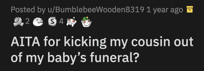 Emily went over to OP when she calmed down. OP thought her cousin would reassure her like others did.