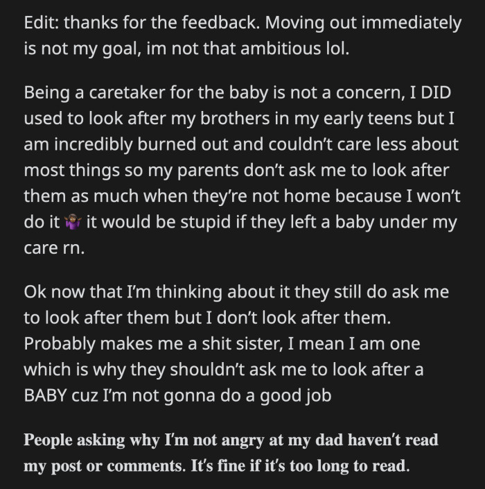 OP thanked the commenters for responding to her. She said they don't have to worry about her being parentified because she will not allow it.