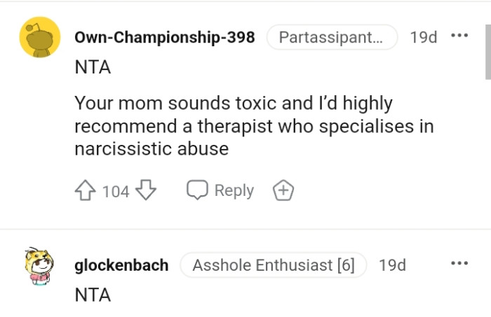 This Redditor recommends a therapist who specializes in narcissistic abuse