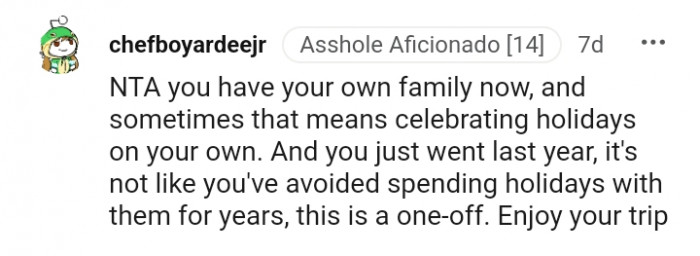 It's not like you've avoided spending holidays with them