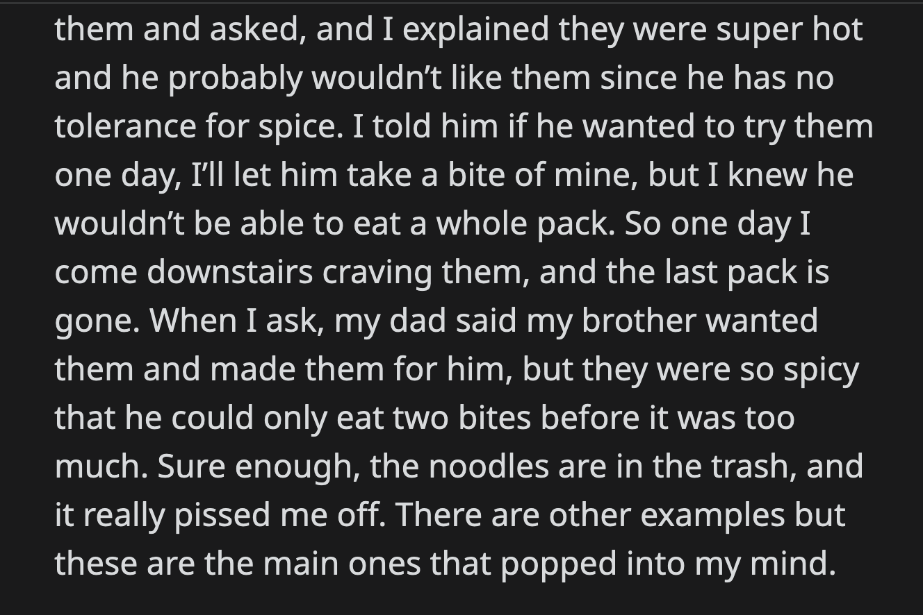 Later that night, the bottle was gone. When OP asked, her brother said that he had drunk all of it and had thrown away the empty container.