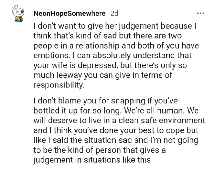 This redditor doesn't blame the OP for snapping