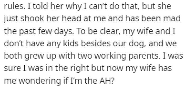 Tensions have been high between OP and his wife for the past few days