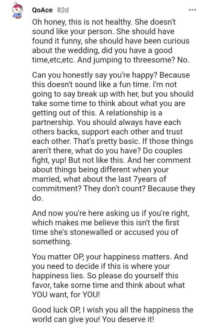 She should have been curious about the wedding