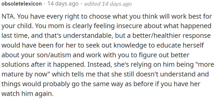 OP's insecurity because of the previous incident is understandable