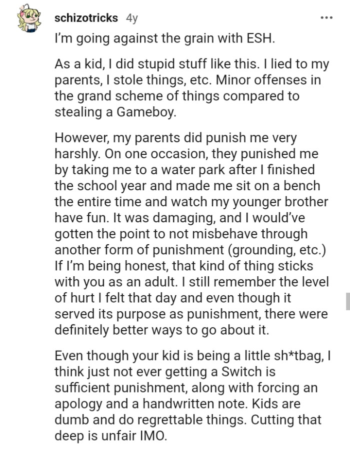 This Redditor was punished harshly by the parents