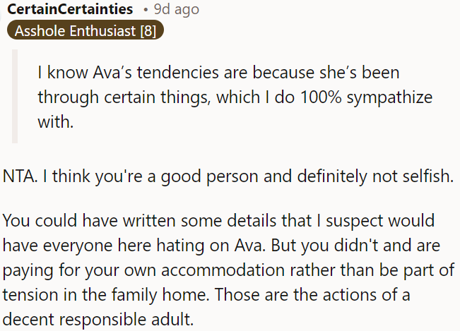 The OP shows maturity and decency.