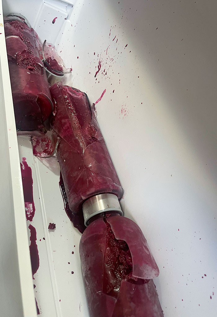 25. I Found My Boyfriend's Glass Bottles In The Freezer Like This