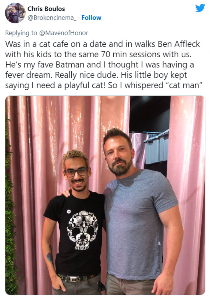 We hope Ben Affleck didn't mind the cute little comment because 'cat man' does have a nice ring to it