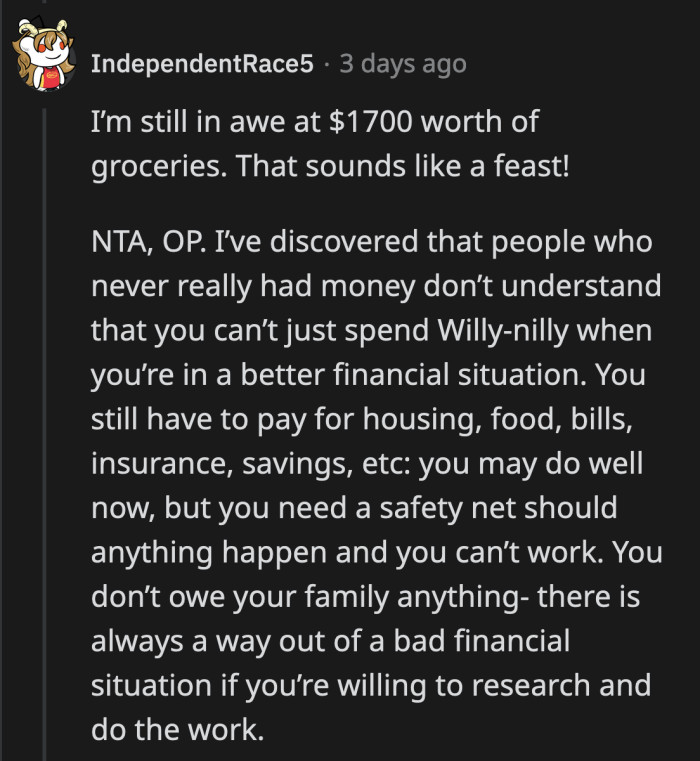 Maybe they do understand, but they don't care since the money they intended on spending was OP's and not theirs