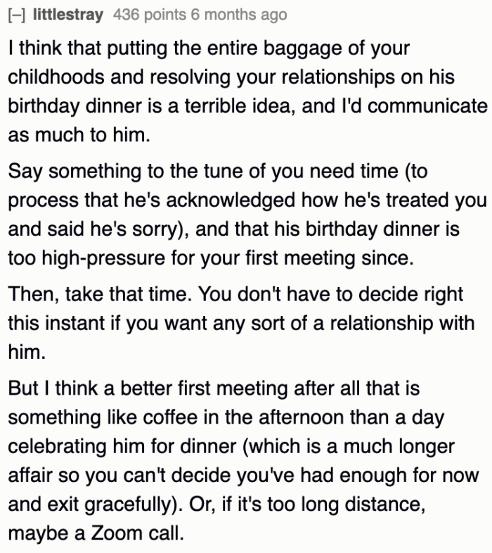 Mending a Family Relationship Through a Dinner Party Is a Bad Idea, According to a Redditor