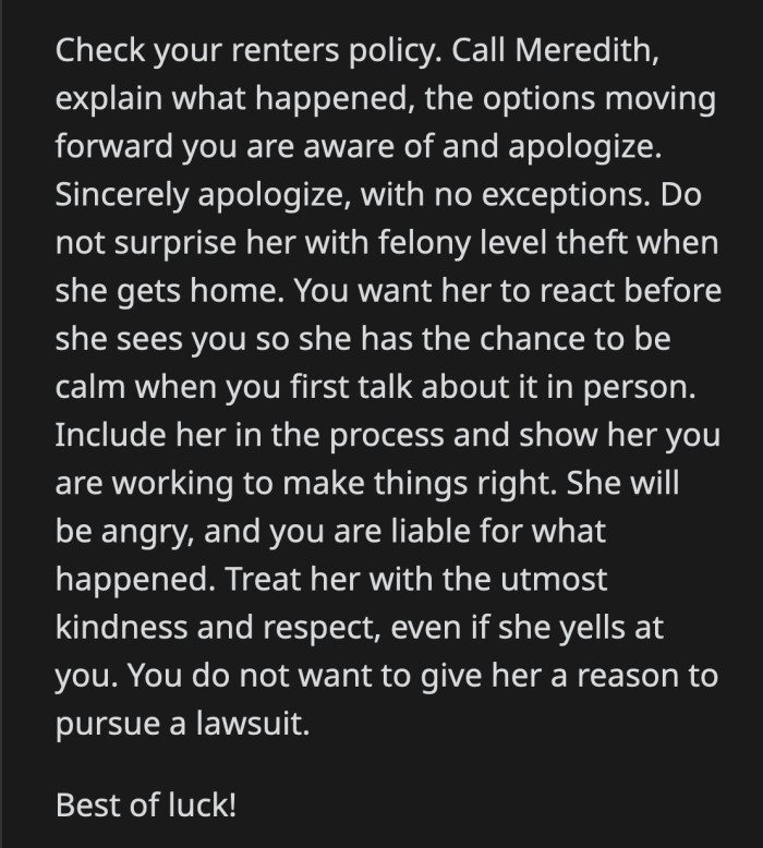 In case her search doesn't pan out, she has to prepare herself for a very difficult conversation with her roommate