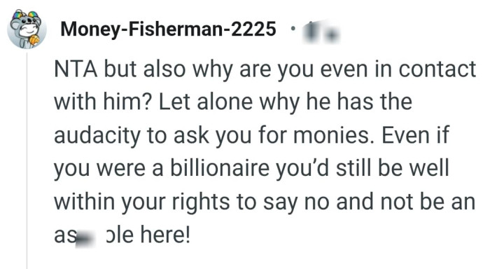 The OP is within her rights to say no