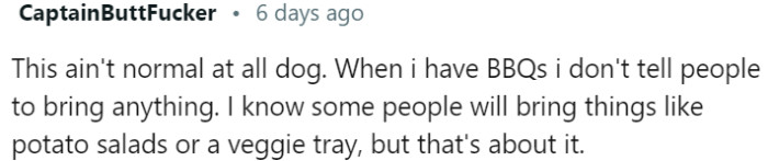 Typically, Hosts Provide the Majority of the Food, with Guests Occasionally Bringing Small Contributions Like Salads or Veggie Trays