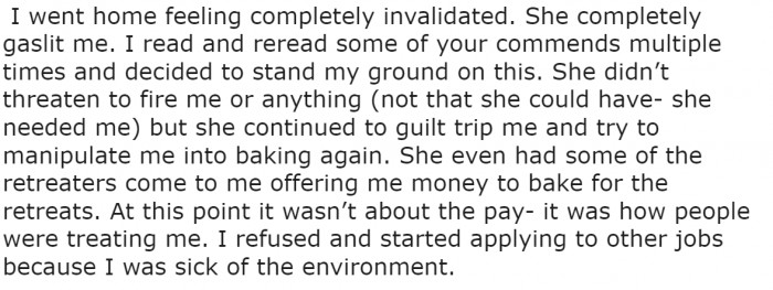 OP went back to the comments on her original post which helped her stand her ground on the issue