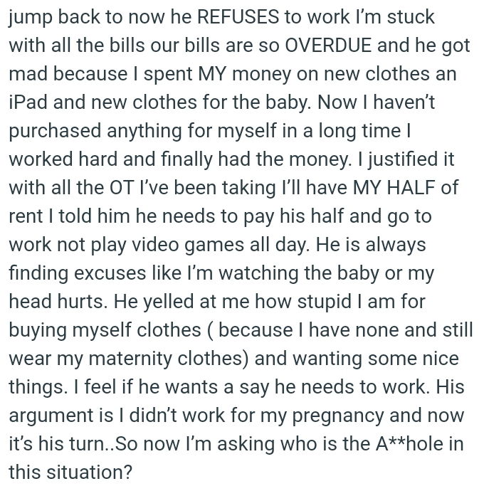The OP has her half of the rent and told her partner that he needs to pay his half
