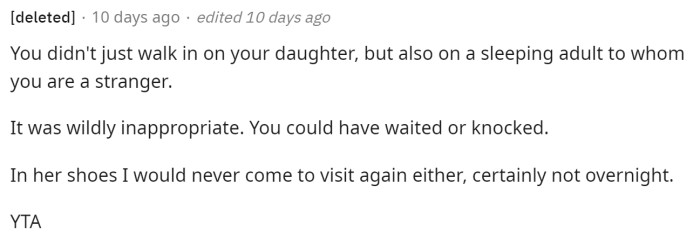 This is also a significant point, as she didn't consider the girlfriend, whom she doesn't even really know.