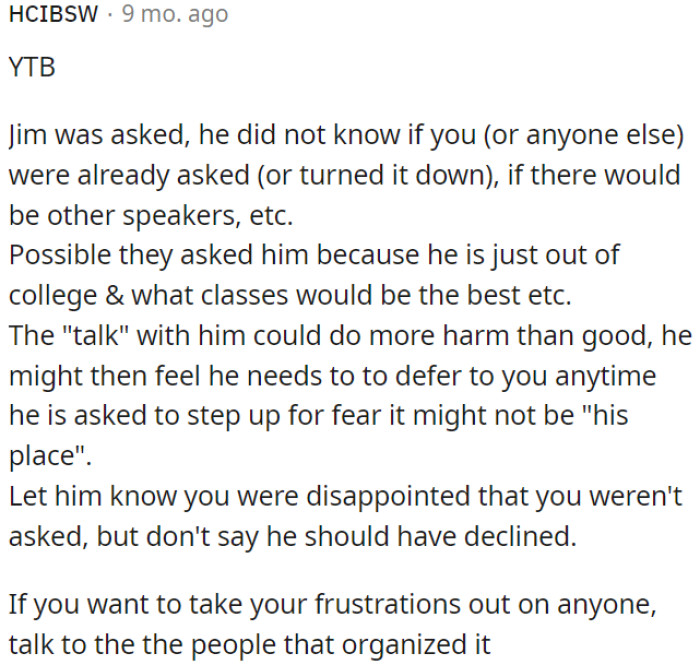 If OP is frustrated, she should address it with the event organizers.