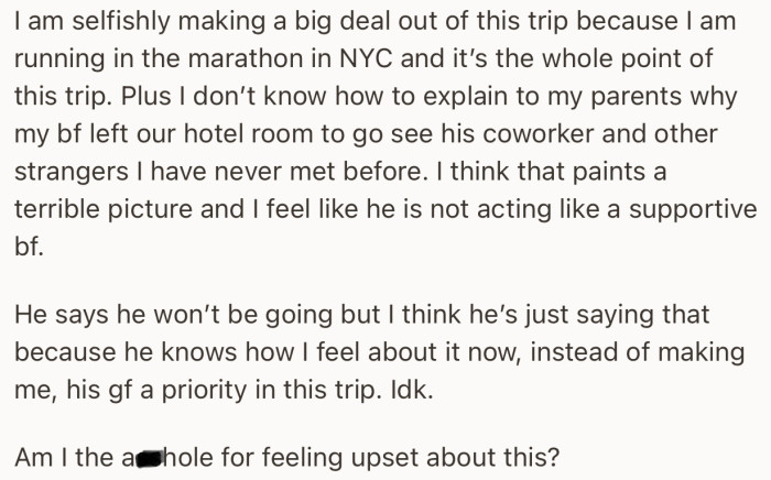 OP has accused her boyfriend of not prioritizing her