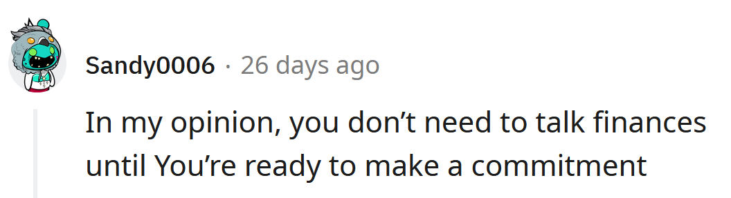 There's no need to talk finances.