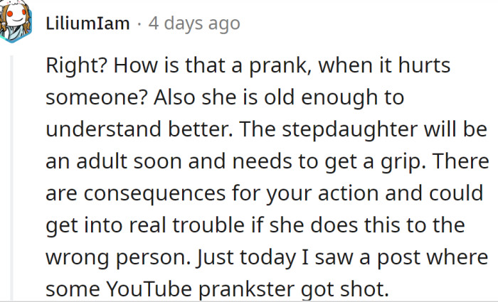 If someone is hurt, then it's not a prank