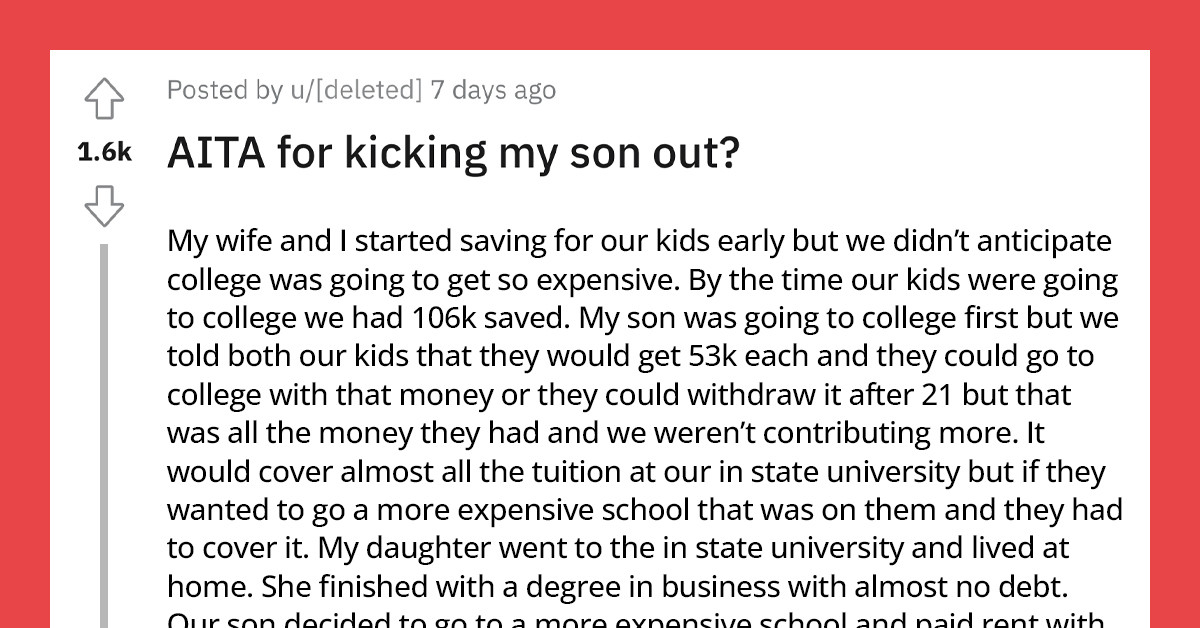 Parents Give Their Children $53k Each To Help Pay For Their College Fees, Their Daughter Earns Six Figures While Their Son Is A Couch-Surfing Brat With No Degree