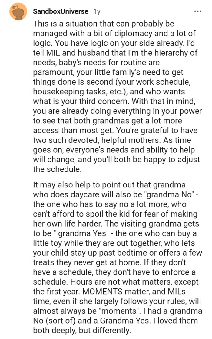 The OP is already doing everything in her power to make sure both grandmas get their time