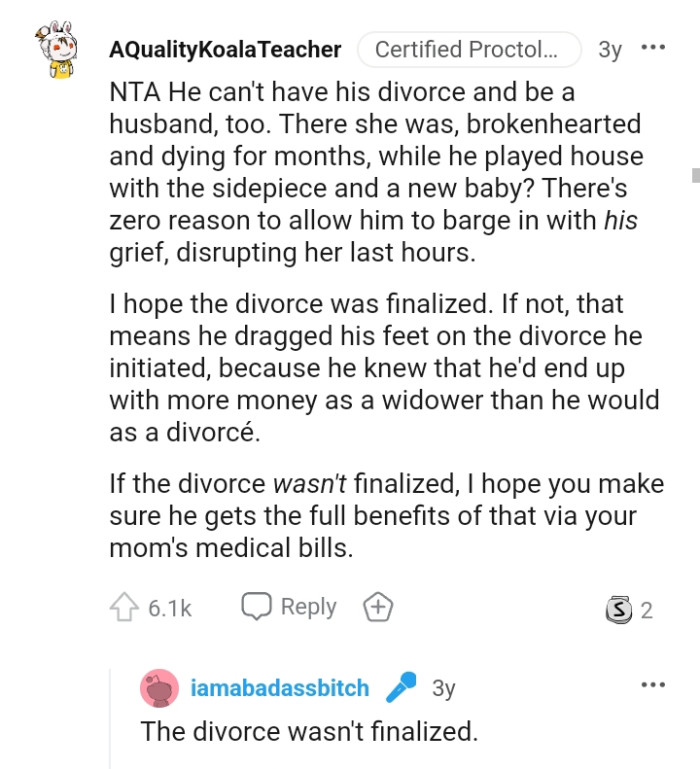 He dragged his feet on a divorce he initiated