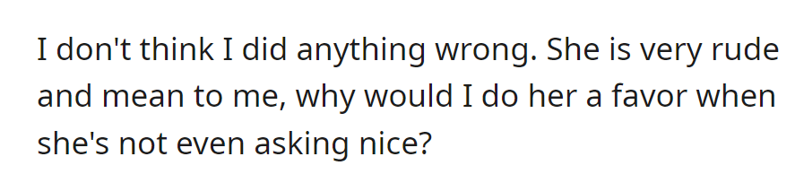 OP feels they did nothing wrong, especially considering Jenny's rude behavior toward them.