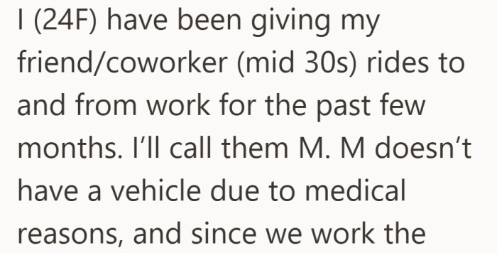 What began as a kind routine between coworkers slowly became part of her daily life.